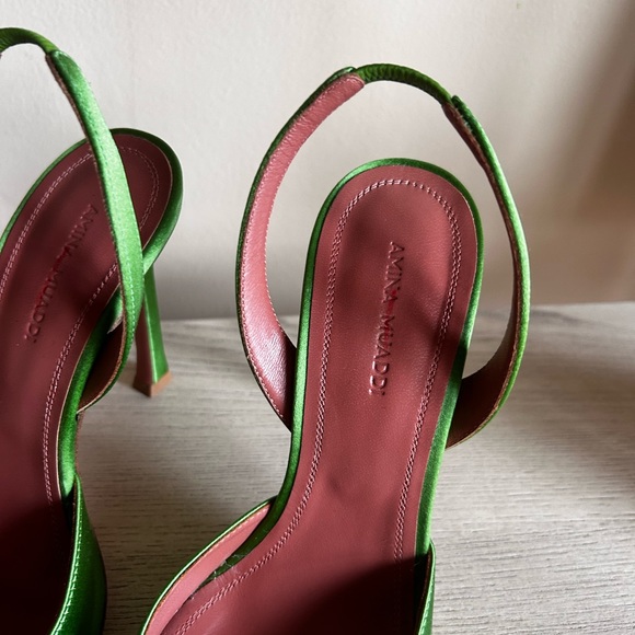 COPY - Amina Muaddi Camelia Silk Slingback Pumps - Picture 3 of 9